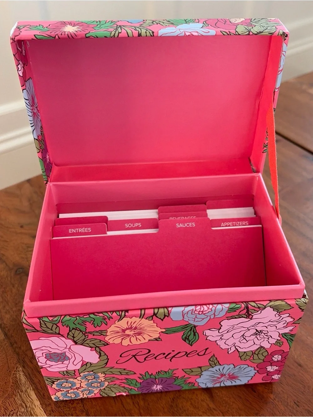 Vera Bradley Recipe Box Cards Set Vibrant Gardenias Pink Floral Kitchen NWOT